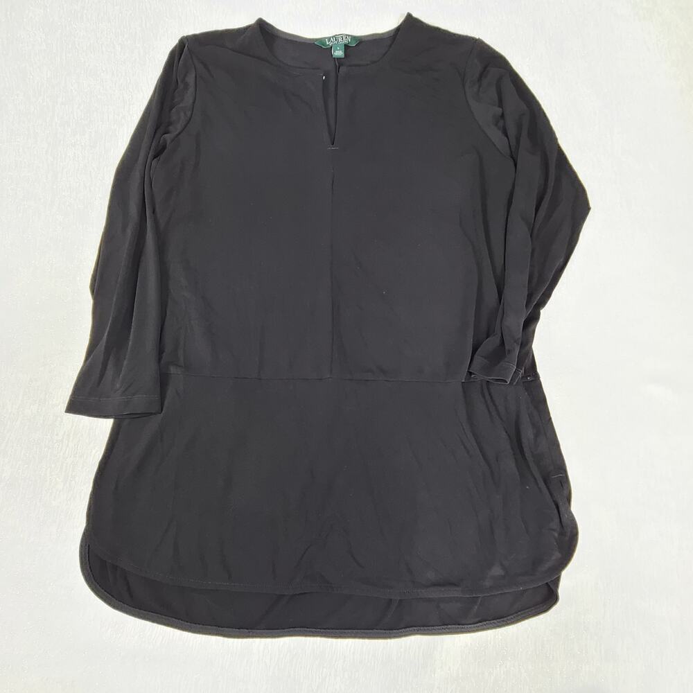 Lauren Ralph Lauren women's boxy tunic blouse black Size Large Career office - Picture 3 of 6